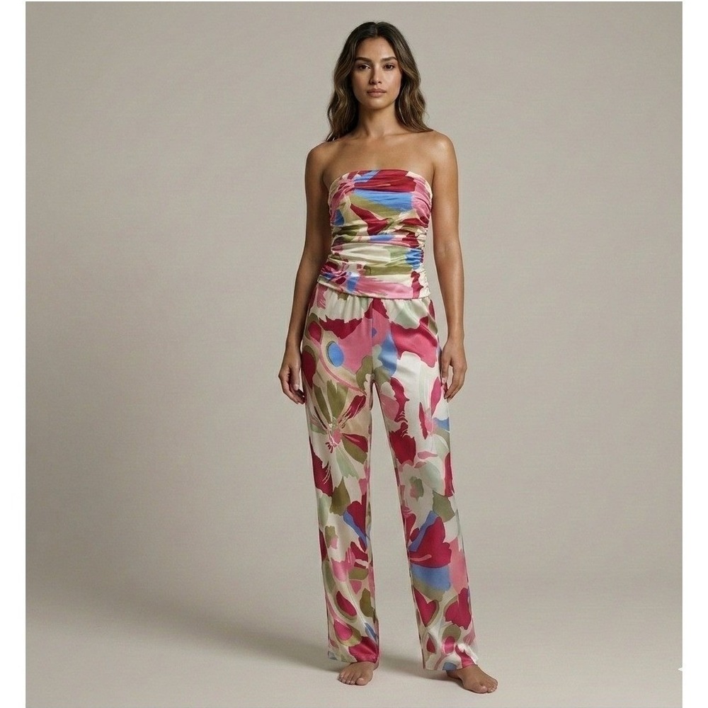 Cult Gaia Krisha Top XXS Stacie Pant M Floral Rosette Silk Two Piece Set NEW